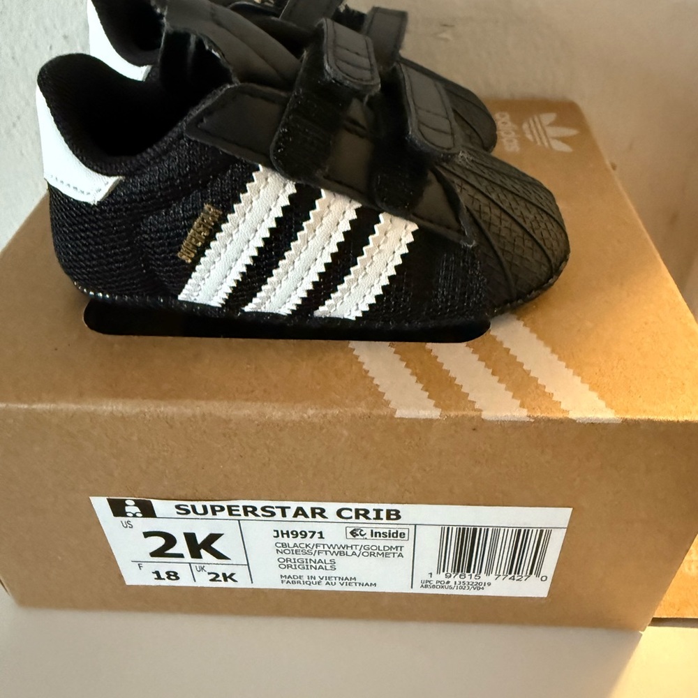 Adidas Superstar Crib Shoes - Black and White